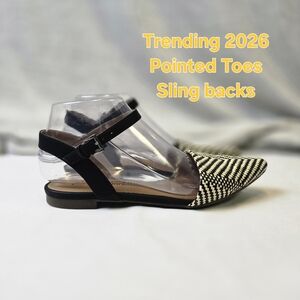 Lucky Brand Makaby Woven  Slip-On Flats Slingback‎ Pointed Toe size 8.5